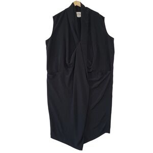 Dubgee Drape Front Dress Size 2X Black Sleeveless Avant Garde Pockets Lagenlook